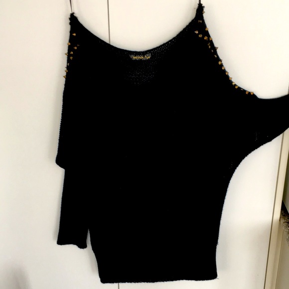 Ged  London Wide Neck Studded Sleeve Drop Shoulder Sweater - Picture 3 of 15